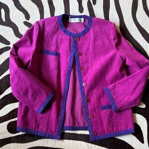 Vibrant Vintage Adele Simpson Fuchsia Purple Ultra Suede Blazer/Jacket